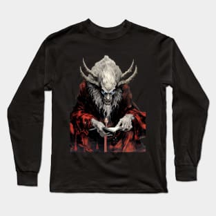 Krampus: A Yuletide Journey into Alpine Folklore on a dark (Knocked Out) background Long Sleeve T-Shirt